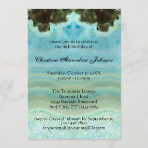 Invitation Moderne et branché Aqua Blue Crystal Sweet 16
