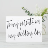 Invitation Moderne et chic "À mes parents le jour de mon mari (Debout devant)
