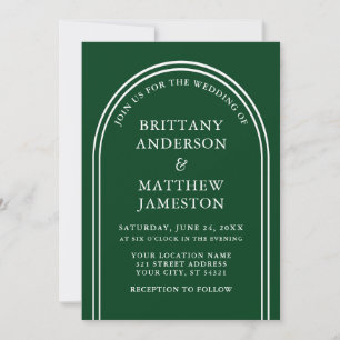 Invitation Moderne et élégant Arch Mariage Green
