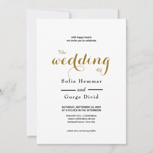 Invitation Moderne et élégant avec texte calligraphique (Devant)