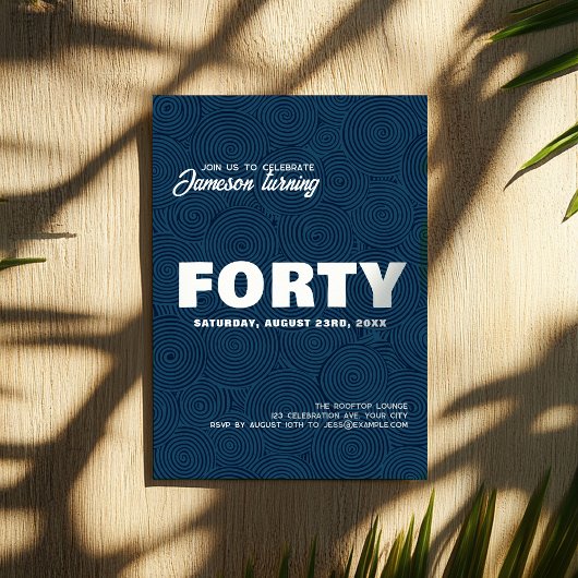 Invitation Moderne et élégant | Photo du 40e anniversaire