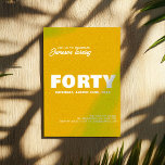 Invitation Moderne et élégant | Photo du 40e anniversaire<br><div class="desc">Célébrez un jalon dans un style dynamique avec cette invitation moderne de 40e anniversaire, avec une typographie blanche audacieuse, des accents de script élégants, et un arrière - plan tourbillon texturé dans un jaune moutarde frappant. Personnalisez avec le nom, l’âge, la date de la fête et les détails de l’événement...</div>