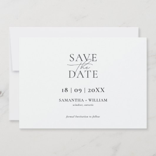 Invitation Moderne et Élégant Simple Enregistrer la Date (Devant)
