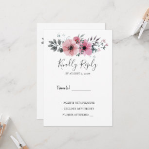 Invitation Moderne et élégante aquarelle fleurs Mariage RSVP
