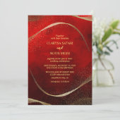Invitation Moderne et Élégante Or et Rouge (Debout devant)