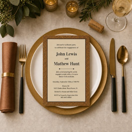 Invitation moderne et masculine pour une fête de f