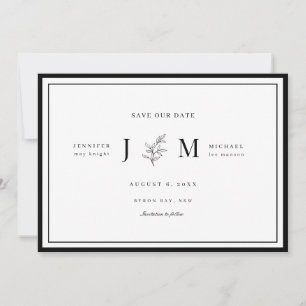 Invitation Moderne et minimaliste, feuillage sauve la date