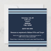 Invitation moderne et propre pour Baby Shower garç (Dos)