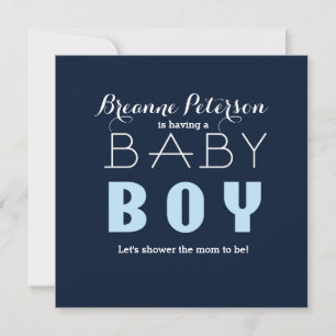 Invitation moderne et propre pour Baby Shower garç