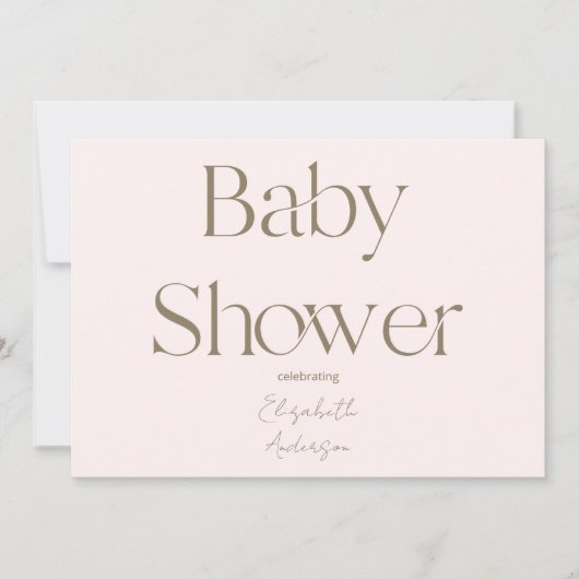 Invitation Moderne et simple Baby shower Blush et Gold (Devant)