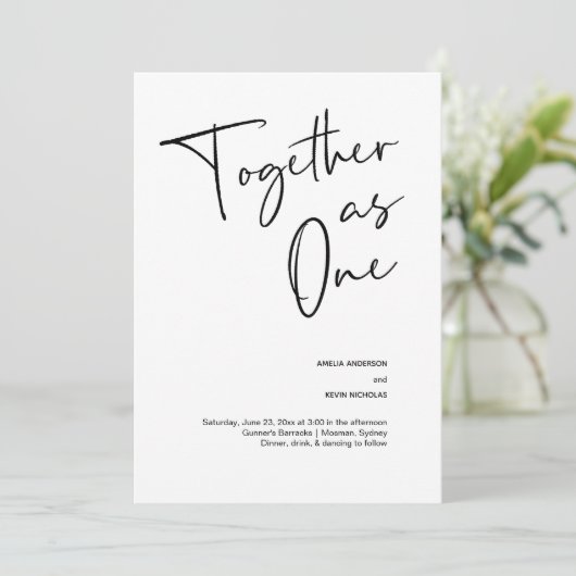 Invitation Moderne et simple ensemble en un seul mariage (Debout devant)
