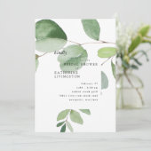 Invitation moderne Eucalyptus nuptiale douche (Debout devant)