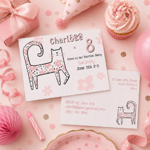 Invitation Moderne Fantaisie Rose Chat Parfait 8e Anniversair