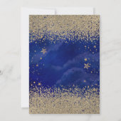 Invitation Moderne Faux Diamants Dorés Étoiles Bleu Treize (Dos)