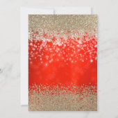 Invitation Moderne Faux Diamants Dorés Flocons Rouge (Dos)