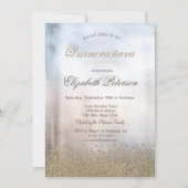 Invitation Moderne Faux Gold Diamonds Métallurgique Quinceañe (Devant)