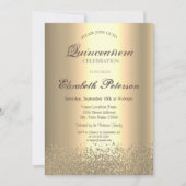 Invitation Moderne Faux Gold Diamonds Or Quinceañera (Devant)