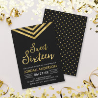Moderne Faux Or Chevron Anniversaire 16 Ans Douce