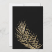 Invitation Moderne faux palmier or élégant mariage noir (Dos)