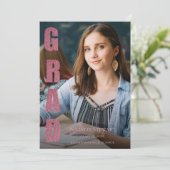 Invitation Moderne Faux Rose Gold GRAD Photo Graduation (Debout devant)