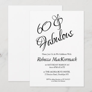 Invitation Moderne fête d'anniversaire 60 ans & Fabuleuse Noi