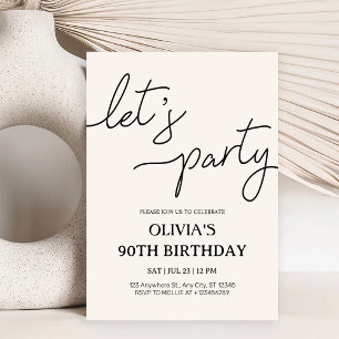 Invitation Moderne Fête d'anniversaire 90 ans