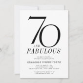 Invitation Moderne fête d'anniversaire de 70 ans et fabuleuse (Devant)