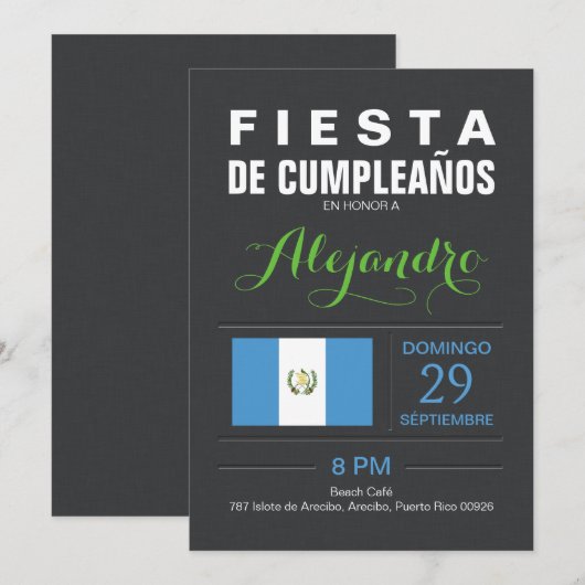 Invitation Moderne : Fête Guatemala (Devant / Derrière)