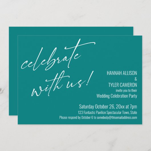 Invitation Moderne Fêtez avec nous Réception de mariage Turqu (Devant / Derrière)