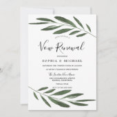 Invitation Moderne Feuille verte Élégant renouveau Vow (Devant)