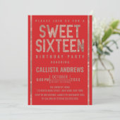 Invitation Moderne Fiery Rouge Rose Or Parties scintillant Fr (Debout devant)