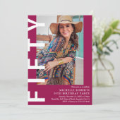 Invitation Moderne FIFTY Photo 50e Anniversaire (Debout devant)
