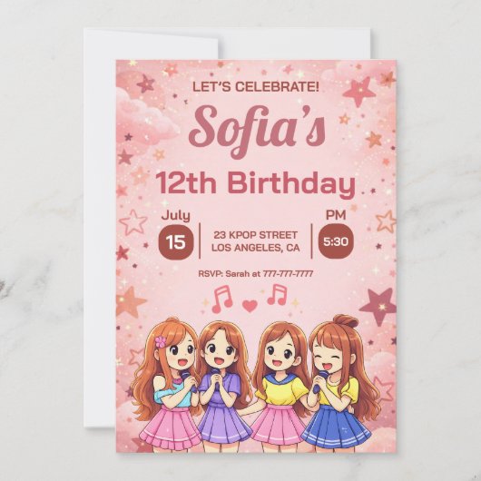 Invitation Moderne Fille Anime Squad Violet Anniversaire (Devant)