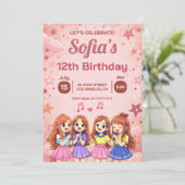 Invitation Moderne Fille Anime Squad Violet Anniversaire (Debout devant)
