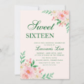 Invitation Moderne Fleur Anniversaire Vert Fête Douze Ans  (Devant)