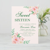 Invitation Moderne Fleur Anniversaire Vert Fête Douze Ans  (Debout devant)