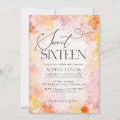 Invitation Moderne Fleur de Teinte Pastel pour les 16 Ans (Devant)