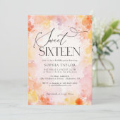 Invitation Moderne Fleur de Teinte Pastel pour les 16 Ans (Debout devant)