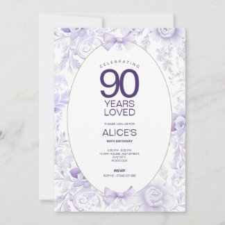 Invitation Moderne Fleur Florale Lilas Anniversaire 90 Ans Vi