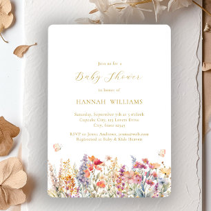 Invitation Moderne, Fleur sauvage, Baby shower