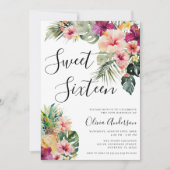 Invitation Moderne Fleur Tropicale Douce 16 Blanc (Devant)