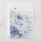 Invitation Moderne Fleurs sauvages d'aquarelle bleu périphéri (Devant)
