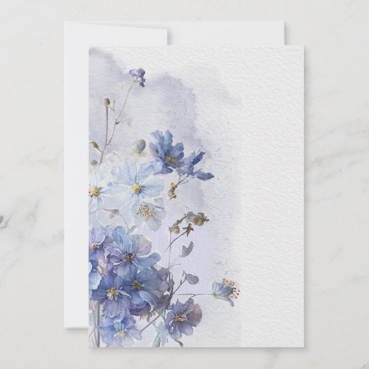 Invitation Moderne Fleurs sauvages d'aquarelle bleu périphéri (Dos)