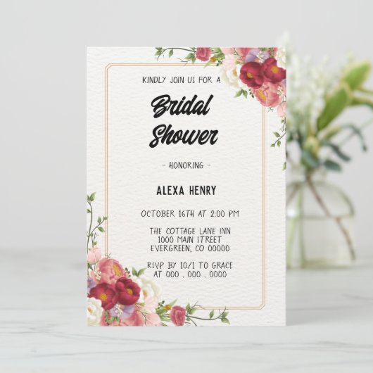 Invitation Moderne floral boho (Debout devant)