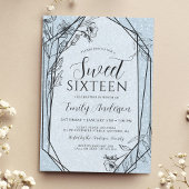 Invitation Moderne Floral Dusty Blue Parties scintillant Swee