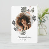 Invitation Moderne Floral Khaki Feuilles tropicaux & orchidée (Debout devant)