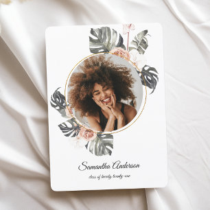 Invitation Moderne Floral Khaki Feuilles tropicaux & orchidée