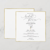 Invitation Moderne Floral Lily Valley Black Gold Fête des mar (Devant / Derrière)