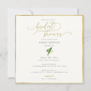 Invitation Moderne Floral Lily Valley Gold Frame Fête des mar