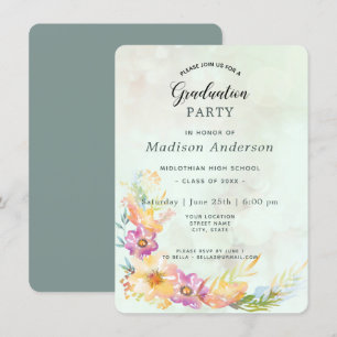 Invitation Moderne Floral Pastel Graduation Party